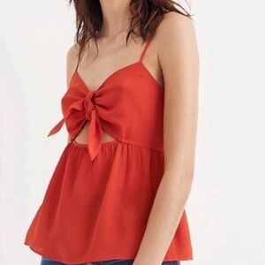 Madewell Red Tie-Front Silk Cami